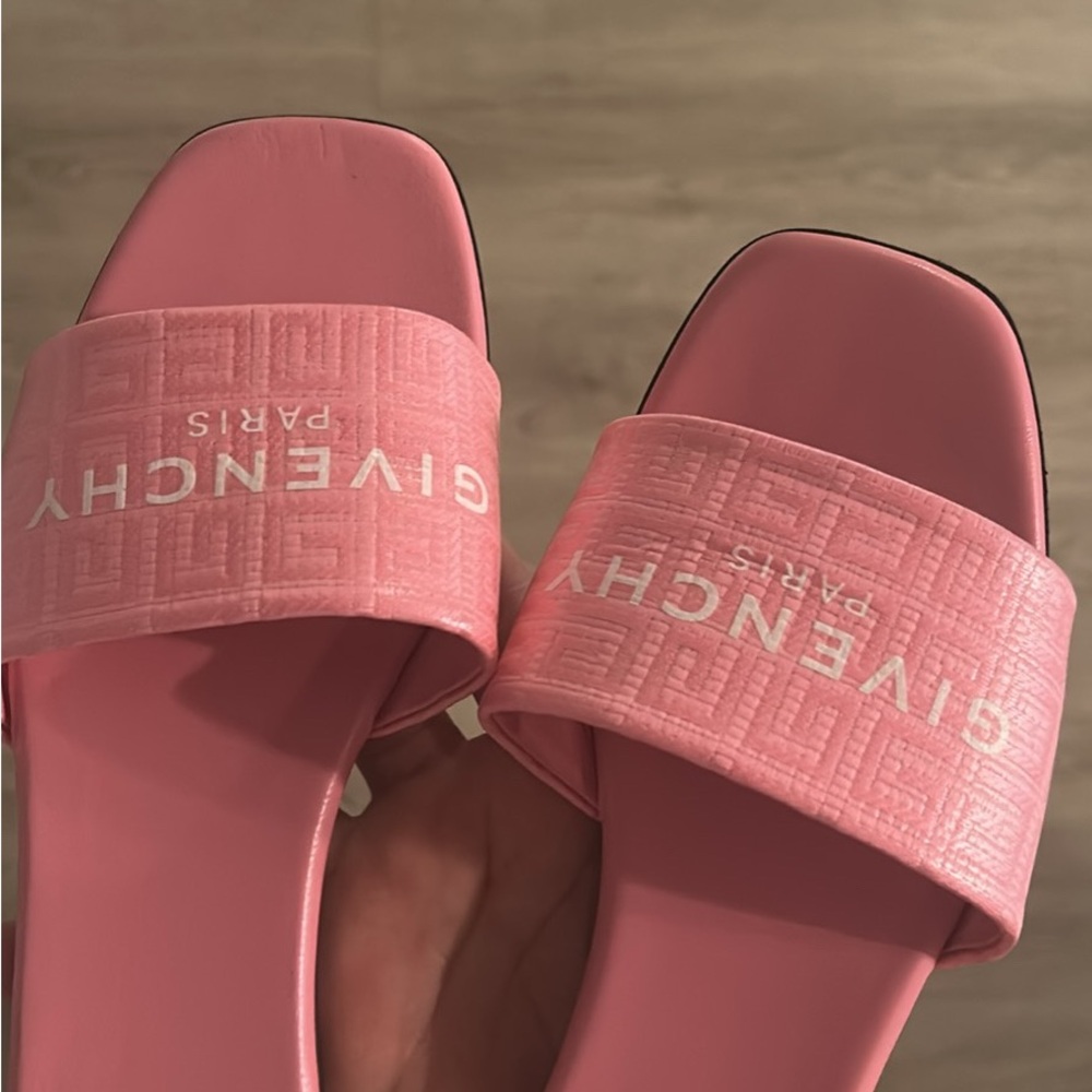 Givenchy Pink Logo Slide Sandals